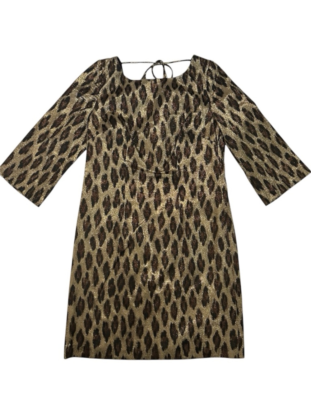 Trina Turk Dana Metallic Leopard Print Mini Shift Dress Sz 8